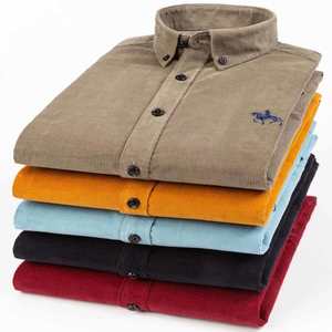 Primavera e autunno <span class=keywords><strong>camicia</strong></span> di <span class=keywords><strong>velluto</strong></span> a <span class=keywords><strong>coste</strong></span> in puro cotone <span class=keywords><strong>camicia</strong></span> da <span class=keywords><strong>uomo</strong></span> manica lunga Casual ricamo LOGO abbigliamento <span class=keywords><strong>uomo</strong></span> all'ingrosso - Product Image 1