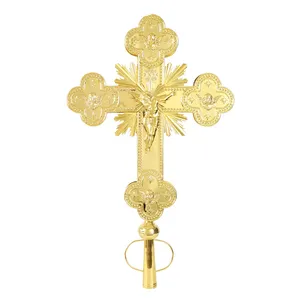 High Quality Ethiopian Orthodox Hand Holding Cross For Church 2 Face Gold Planting With Hanging