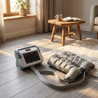 Masseur de récupération des jambes à compression d'air numérique rechargeable LEAMAI LM-C à 6 chambres séquentielles pour le bien-être, avec fonction chauffante