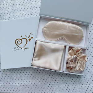 La confezione regalo all'ingrosso di tre pezzi di seta imitata Sade per dormire nell'intestino crasso include la federa maschera per gli occhi per la casa - Product Image 2