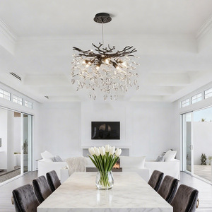 Modern <b>Tree</b> Branch Crystal Chandelier Black 6 Heads <b>LED</b> Pendant Light For Living Room Kitchen Bedroom - Product Image 4