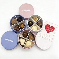 Boîte en carton ronde personnalisée pour chocolats, boîte cylindrique rigide avec compartiments divisés, emballage pour macarons et biscuits, coffrets cadeaux