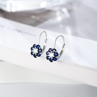Anting-anting gesper telinga bunga zirkon warna-warni Retro perak murni S925 anting-anting perhiasan mode klasik mewah untuk hadiah wanita