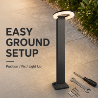 Lampe de jardin LED en forme d'anneau, lumière chaude, éclairage d'ambiance moderne pour allée, cour, pelouse