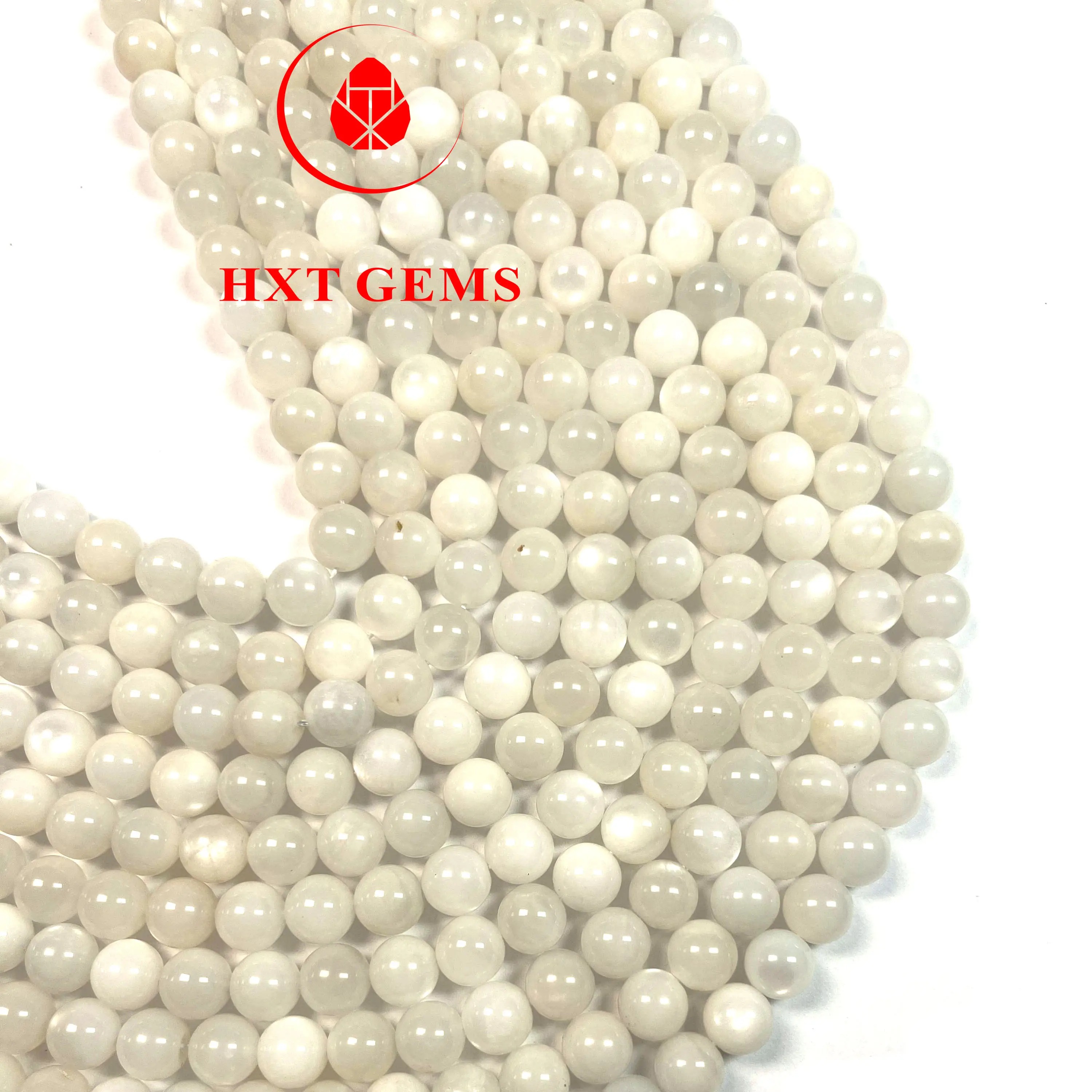 Tự nhiên Vòng hạt trắng Moonstone Milky 8 mét bán buôn hạt