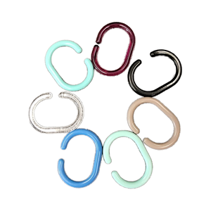 Anneau en C en plastique crochets pour salle de bain tige de douche douche en gros anneau d'ouverture de rideau en plastique silencieux avec boucle pour bain 20 pièces - Product Image 1