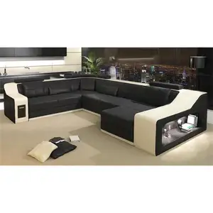 CBMMART现代设计分段L形真皮转角沙发套装家具客厅沙发套装