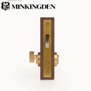 Serrure de porte coulissante en laiton massif doré satiné avec clés, poignée de verrouillage pour porte escamotable, ensemble de quincaillerie pour bureau de direction - Product Image 5