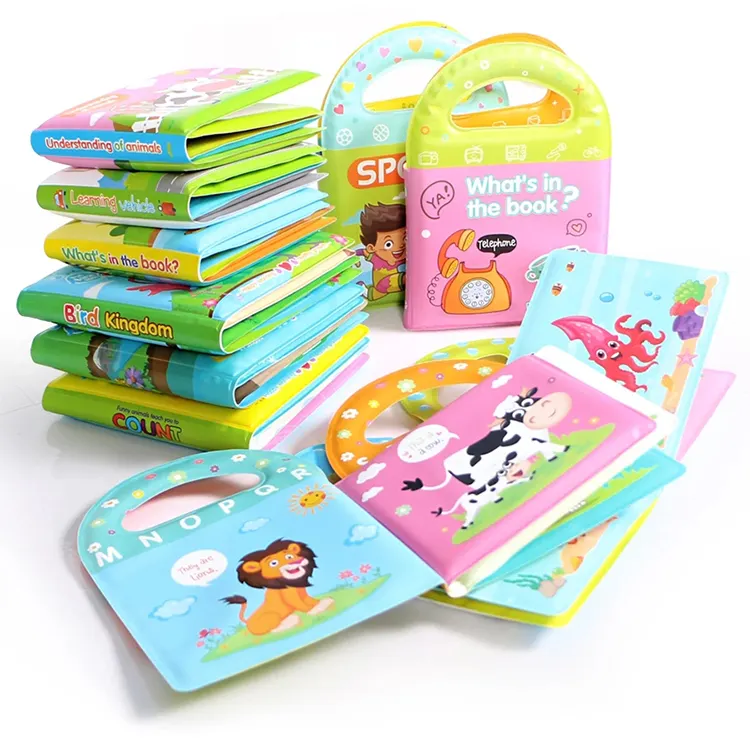 Jouets éducatifs pour la salle de bain, activités, Pages imperméables, doux, EVA, dessin animé, livres de bain avec sifflet BB