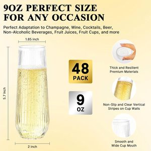 Flûtes jetables transparentes Goodluck sans pied, 9 oz, résistantes aux chocs, sans BPA, pour mariages et fêtes d'anniversaire - Product Image 3