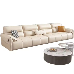 Nuevo Sofá de Cuero de Primera Calidad para Sala de Estar 2026, Sofá Recto Moderno de Lujo de 3 Plazas - Product Image 1
