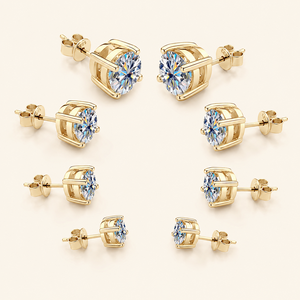 0.3-2ct Round Brilliant Cut Moissanite D Color 925 Sterling <b>Silver</b> Rhodium Plated 4 Prong Classic <b>Stud</b> Earrings for Women - Product Image 3