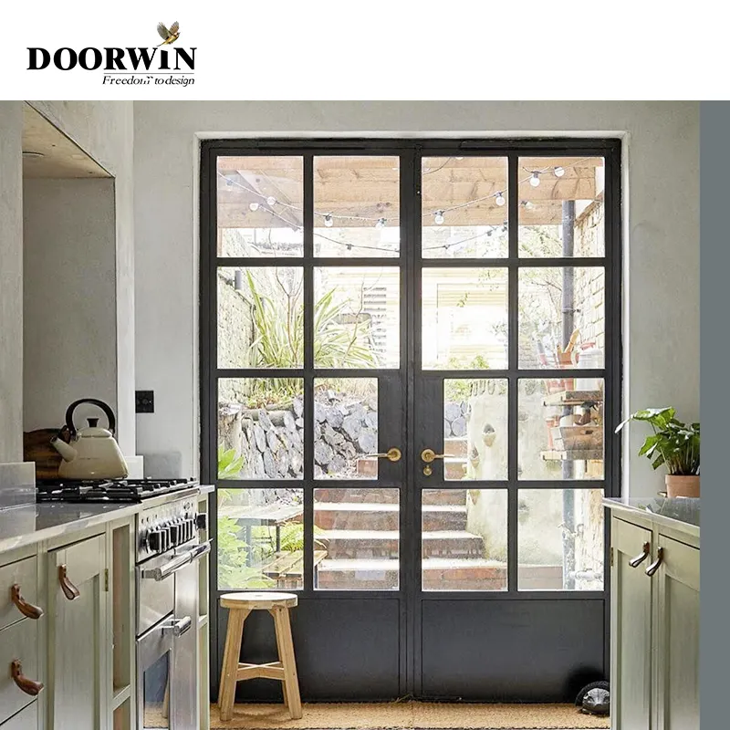Doorwin TEXAS Aluminum French Design Aluminum Kitchen Modern Front Doors for houses Aluminum Frame Glass French Doors