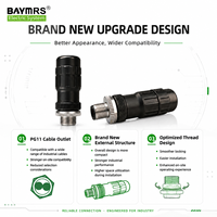 Connecteur de câble à bornes à vis Baymrs, nouveau style M12, étanche IP67, AC/DC 250V, 4 broches, codage A, mâle/femelle