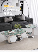 Table basse ovale en métal minimaliste moderne pour salons, nécessite l'assemblage, élégante et compacte