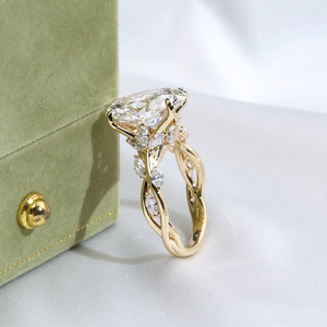 Кольцо с бриллиантом Messi Jewelry MSR-1903 из желтого золота 10К/14К/18К, 5 карат, D VVS1, овальной огранки, выращенное в лаборатории, для женщин - Product Image 4