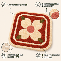 Tapis de bain tufté antidérapant de luxe en polyester doux et absorbant pour la décoration moderne des sols de la maison, tapis de bain lavable