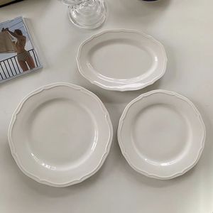 Bộ đồ ăn cưới bằng sứ cao cấp màu trắng, đồ dùng nhà hàng kiểu cổ điển Pháp, đĩa gốm sứ - Product Image 1