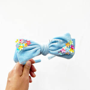 Diadema con lazo de cuentas de lentejuelas de primavera y verano Color <span class=keywords><strong>Pastel</strong></span> Color primavera teñido a mano Arco Iris Seda Terciopelo Lentejuelas - Product Image 4