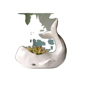 Jardinière de <span class=keywords><strong>baleine</strong></span> en céramique blanche, <span class=keywords><strong>Pot</strong></span> de fleur Vintage en porcelaine, vente en gros - Product Image 4
