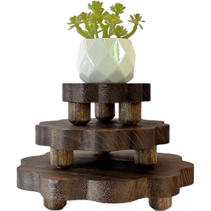 Cross-border wooden flower <b>pot</b> <b>stand</b>, home entryway succulent ornament shelf, small potted plant wooden simple display rack - Product Image 1