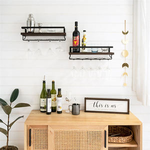 Estante de vino montado en la pared del Hogar personalizado al por mayor restaurante Bar estante de almacenamiento de copas de vino estante de vino de madera - Product Image 5