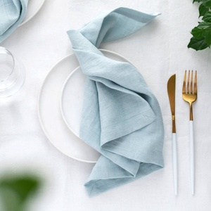 Plaid Stone Wash Pure <b>Linen</b> Flax Napkins Wedding Decorate <b>Table</b> Napkin Wholesale French Stripe Multicolor Sage Green Handmade - Product Image 1