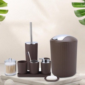 Biểu Tượng Tùy Chỉnh 8Pcs Phụ Kiện Phòng Tắm Thiết Lập Thùng Rác Có Thể Bàn Chải Đánh Răng Chủ Xà Phòng Dispenser Xà Phòng Và Kem Dưỡng Da Thiết Lập - Product Image 2