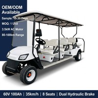 Voiturette de golf électrique Tarion 8 places 6+2, moteur AC 72V, 35 km/h, batterie lithium, certifiée CE, autonomie 90 km, pour hôtels et complexes, OEM