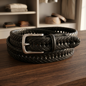 Men's Vintage Square 3D Design Pin Buckle Cow Hide Leather Belt Steel Customizable Length Width Eco-Friendly Heavy Duty - Product Image 1
