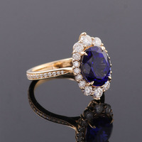 Bijoux personnalisés en or véritable 10k/14k/18k Bague en saphir de laboratoire de taille ovale de 3 carats Bagues de mariage Bijoux de mode