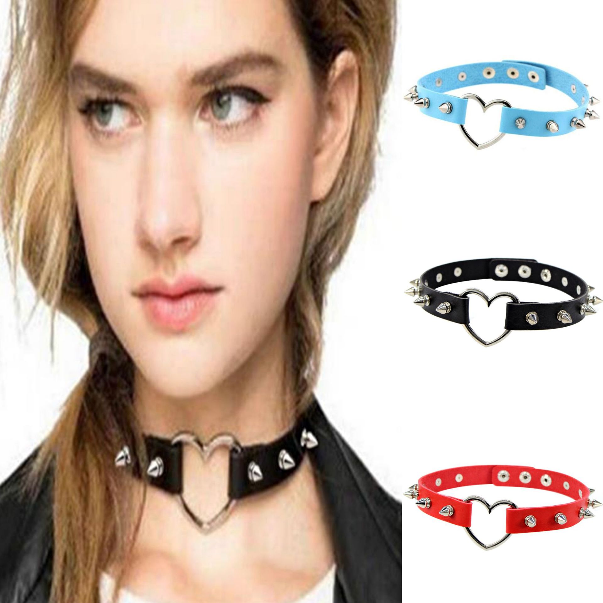 AA01326 Goth-Style Leder-Choker-Halskette Mdchen Herzfrmige Punk-Rock  Verstellbare Sexy Halsband-Kette| Alibaba.com