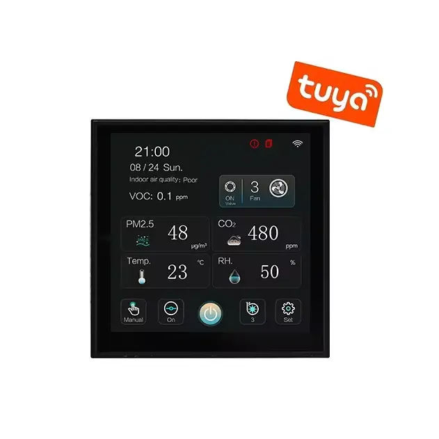 Sistema de ventilación HVAC Smart Wifi Termostato Controlador de velocidad del ventilador con sensor CO2 TVOC