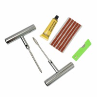 Juego de Herramientas para Reparación de Neumáticos de Auto, Motocicleta y Bicicleta, 5 Piezas por Juego, con Broca de Rosca, Tiras de Goma y Superpegamento