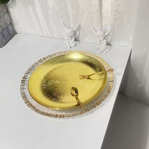 Assiettes de présentation en plastique noir côtelé réutilisables de 13 pouces à motif floral pour événements, fêtes, mariages, festivals, baby showers (vente en gros) - Product Image 2