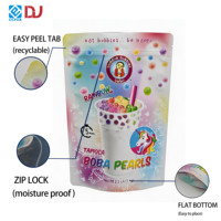 Op maat bedrukte regenboog tapioca boba parels staande pouch voor melkthee en huisdierenvoer verpakkingen, hersluitbaar met zip lock