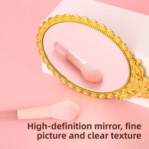 European Retro Style Portable <strong>Makeup</strong> <strong>Mirror</strong> Handheld Plastic Metal Texture Home Gift - Product Image 4