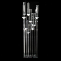 Candelabros feitos à mão, castiçal de cristal acrílico transparente para mesas de casamento