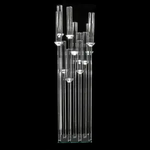 Nouveau design de chandelier en or et argent pour centre de table de mariage, porte-bougie en acrylique <span class=keywords><strong>transparent</strong></span> et cristal - Product Image 1