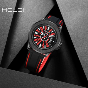 HELEI Nouvelle Montre à Quartz Étanche pour Homme avec Bracelet en Silicone Bicolore, Modèle Tendance et Très Vendu à l'Étranger, Idéale pour Étudiants - Product Image 2