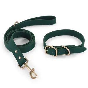 Set di collare e guinzaglio in pelle Desgin personalizzati per cani in lega di zinco oro rotante 360 elasticizzato multicolore regolabile di lusso
