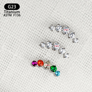 Piercing de lèvre en titane G23 F136 de qualité médicale, 12,8 mm, forme géométrique avec pierres en zircon, bijoux de piercing tendance - Product Image 2