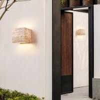 Applique murale à Led en travertin jaune naturel de forme carrée minimaliste Home Hotel Restaurant Wabisabi Design Applique murale à Led