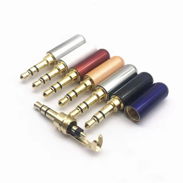 Grosir warna-warni Wanita Pria tembaga murni berlapis emas 3 Pin Earphone Plug 3.5Mm Audio Jack konektor