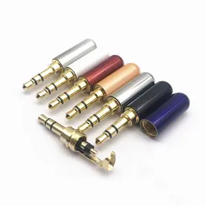 Wholesales Colorful Female Male Pure Copper Gold Plated 3 Pin Earphone Plug 3.5Mm Audio Jack Connector