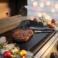 Ensemble de tapis de cuisson pour barbecue au charbon de bois en PTFE antiadhésif réutilisable, résistant à la chaleur jusqu'à 360 degrés Celsius, avec pince et brosse pour grillades