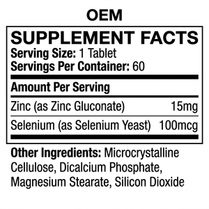Comprimés de zinc et de sélénium OEM, soutien nutritionnel quotidien, supplément minéral pour adultes, 60 comprimés, marque privée - Product Image 3