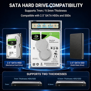 Transparent 2.5 Inch SATA HDD <b>SSD</b> Enclosure USB 3.1 Gen 2 Type C 5Gbps <b>External</b> Hard Drive Case with LCD Display - Product Image 5