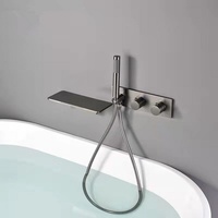 Robinet de baignoire mural encastré thermostatique en laiton pour salle de bain, ensemble de robinetterie de bain avec mitigeur