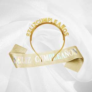 スペイン誕生日サッシヘッドバンド新ゴールドスライバーローズゴールドスペイン髪バンドショルダーバンド誕生日セットパーティーデコレーション - Product Image 1